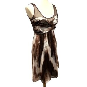Burberry Batik Brown Mesh Detail Sleeveless Dress Women’s 42